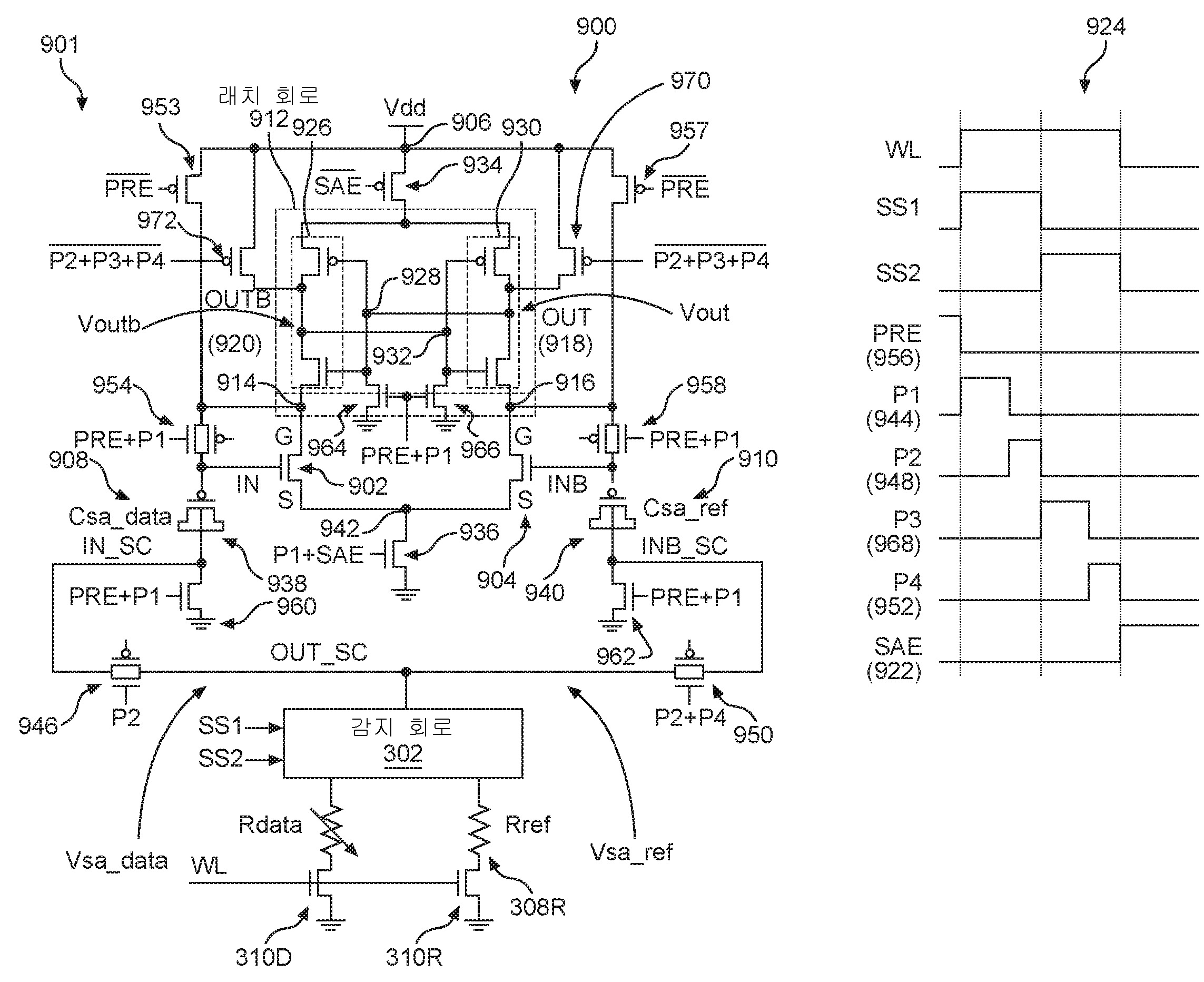 MOS 트랜지스터 오프셋-상쇄 차동 전류-래치형 감지 증폭기 대표 이미지