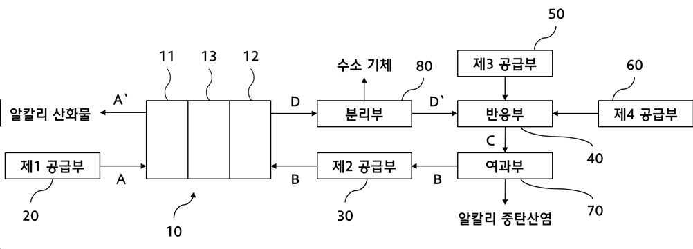 알칼리 중탄산염을 생산하는 수소 생성 및 이산화탄소 저장 시스템 대표 이미지