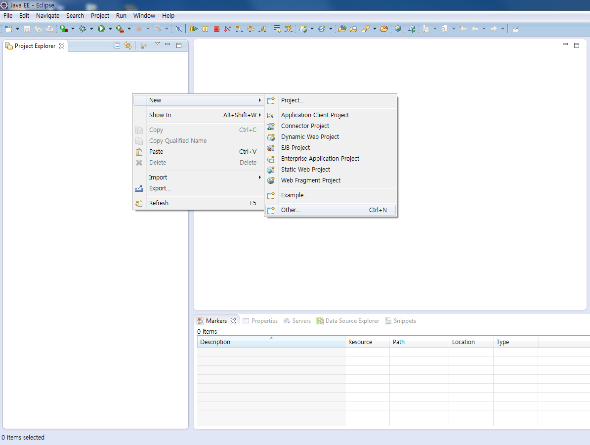 이클립스 dyamic web project를 선택한 화면