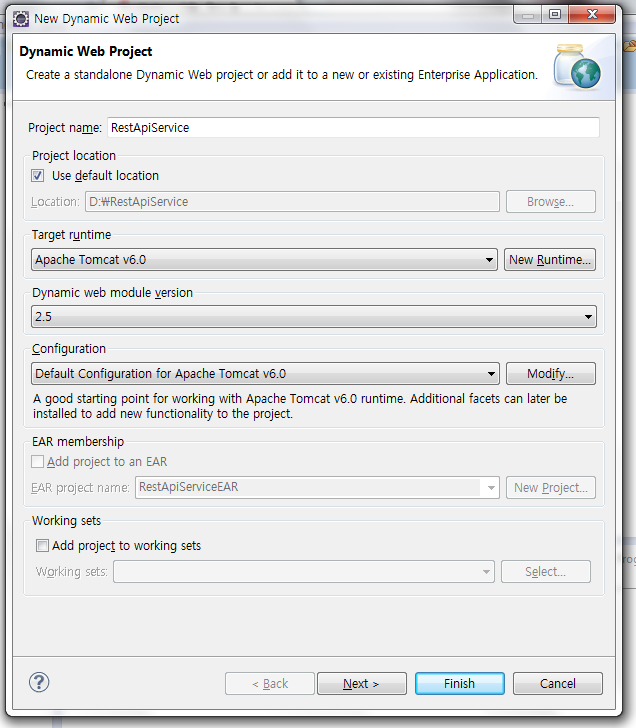 Dynamic Web Project 생성 화면